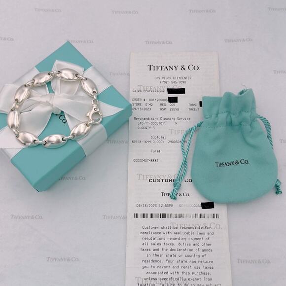 Tiffany & Co. Pebble Link Oval Bracelet Sterling Silver Italy Vintage W/ Pouch - Picture 11 of 13